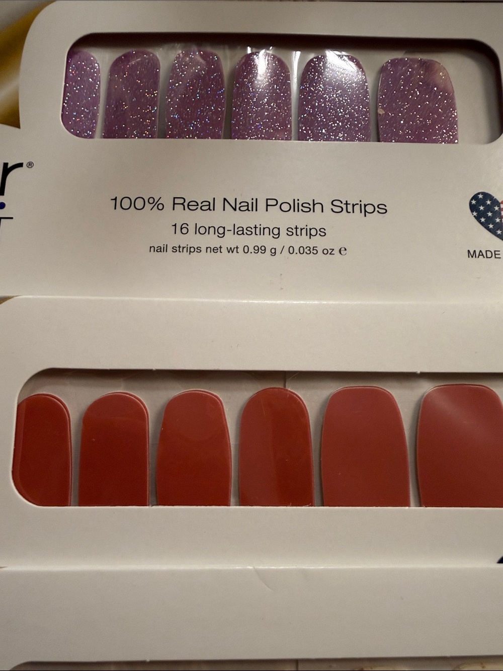 - Lavender Glitter & Coral Red Set. $9